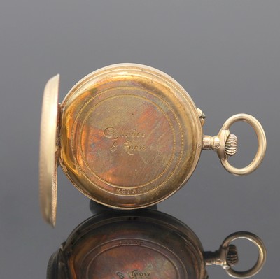 27117303b - Offene Damentaschenuhr in GG 585/000, Schweiz um 1900, grav. Geh. dell., floral grav. ...
