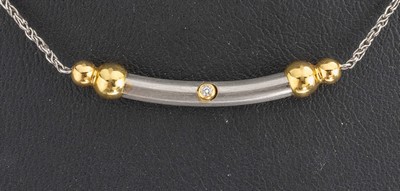 27117323a - Platin und 18 kt Gold Brillant-Collier, Pt 950/000 und GG 750/000, längliches ...