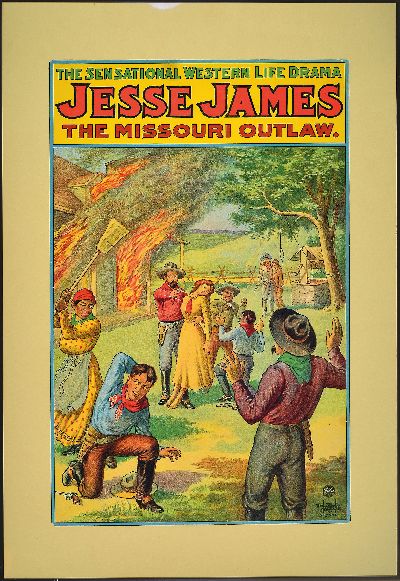 27117360k - 2 theater posters, USA, around 1910, color lithographs, 1x James Boys in Missouri, ...