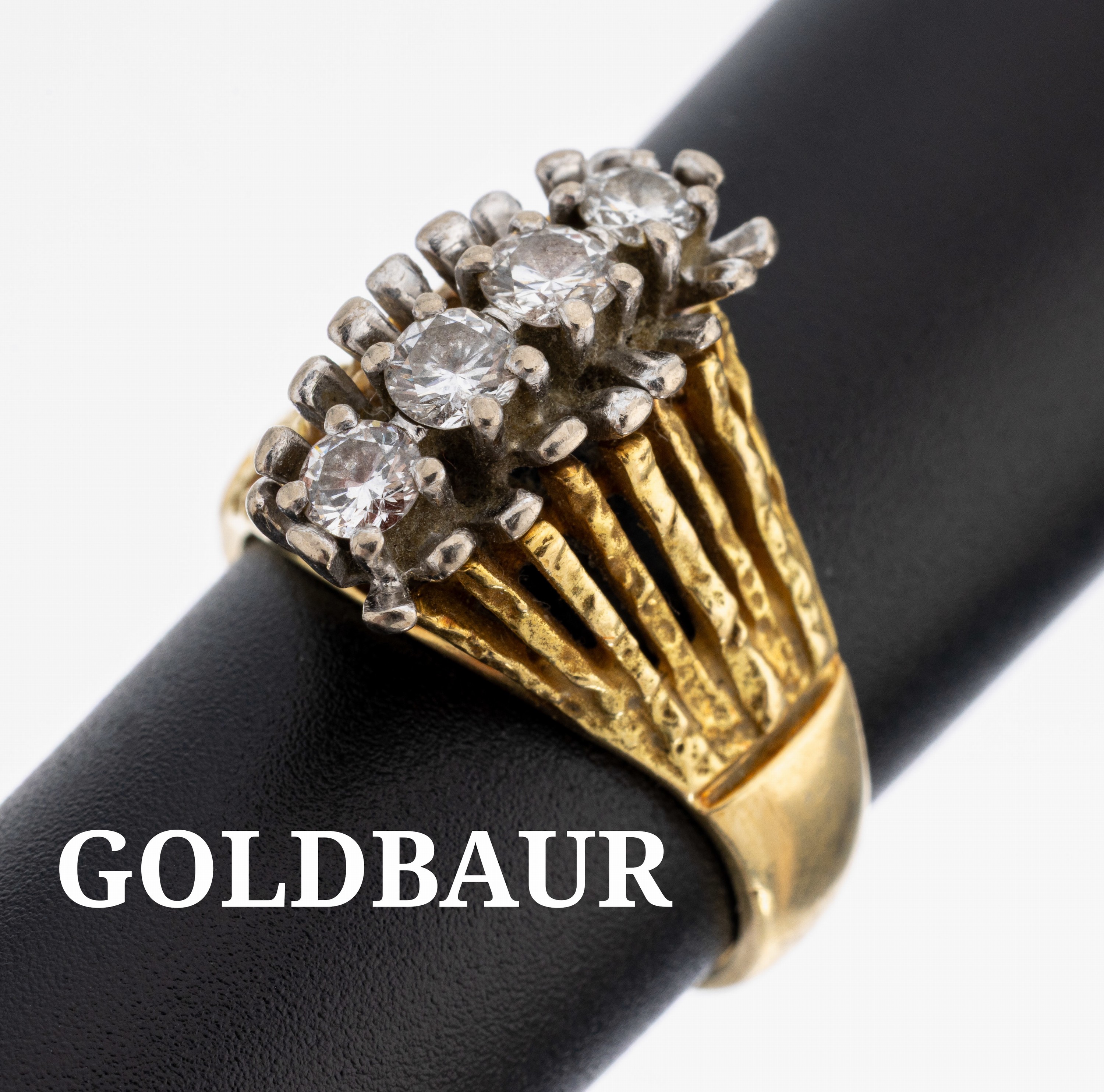 Image 27117421 - 18 kt Gold GOLDBAUR Brillant-Ring, GG/WG 750/000, abstraktes Design, 4 in WG gefasste ...