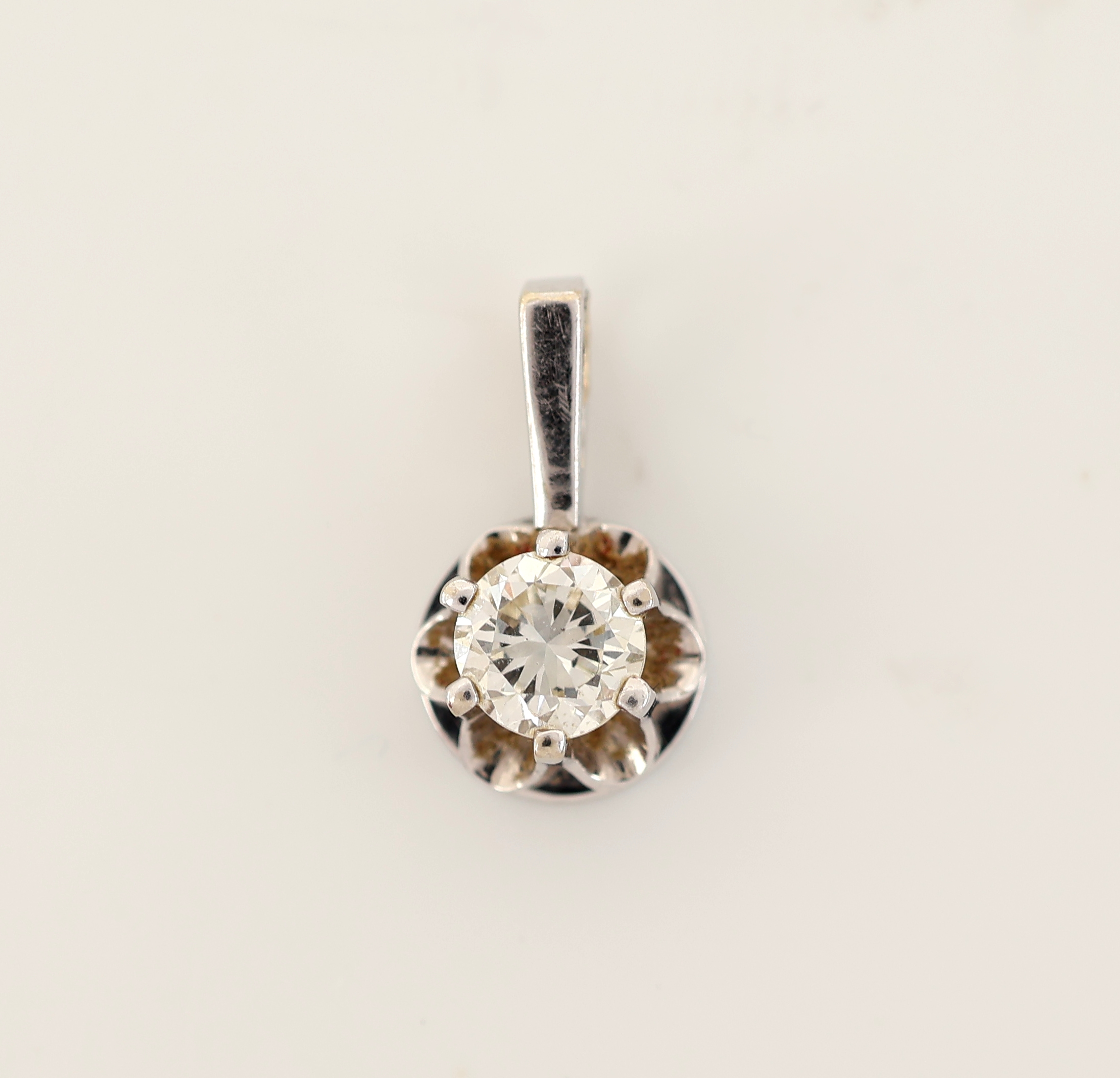 Image 27117425 - 14 kt Gold Brillant-Anhänger, WG 585/000, Brillant ca. 0.25 ct Weiß/si, ca. 0.6 g, ...