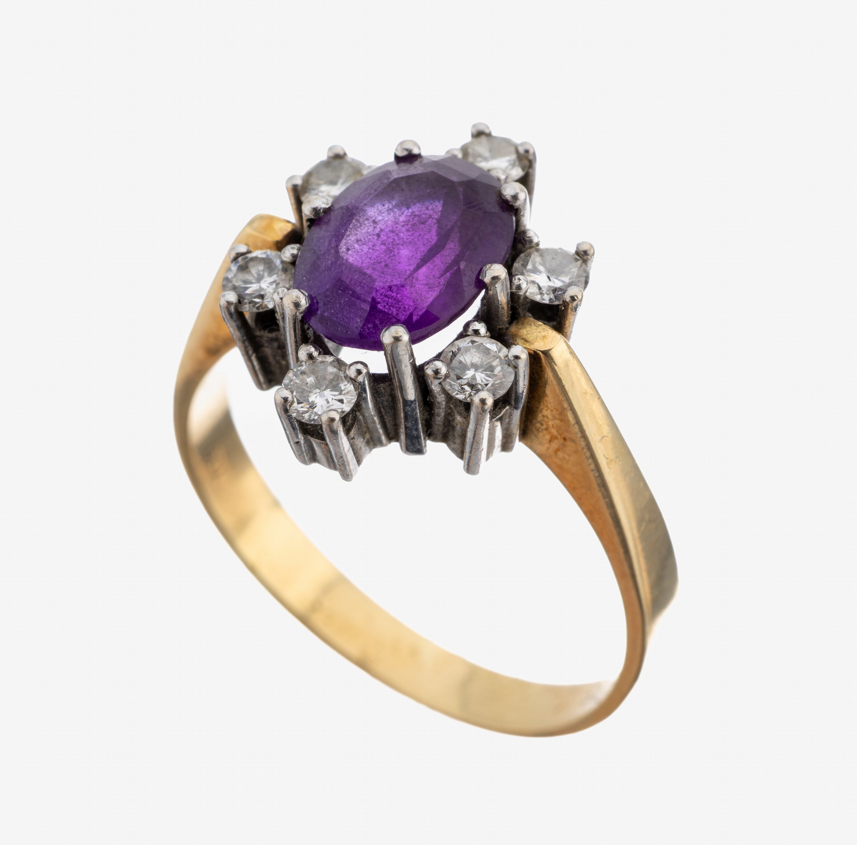 Image 27117431 - 14 kt Gold Amethyst-Brillant-Ring, GG/WG 585/000, ovalfacett. Amethyst ca. 2.0 ct, ...