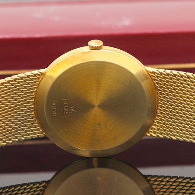 27117436e - Herrenarmbanduhr bezeichnet Wagner in GG 585/000, Schweiz um 1970, Handaufzug, Goldband, ...