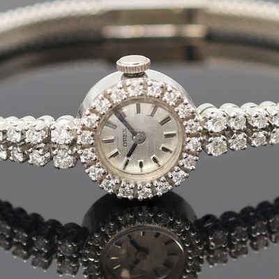 27117437a - OREX Damenarmbanduhr in WG 750/000 mit Diamanten, Schweiz um 1965, Handaufzug, Boden ...
