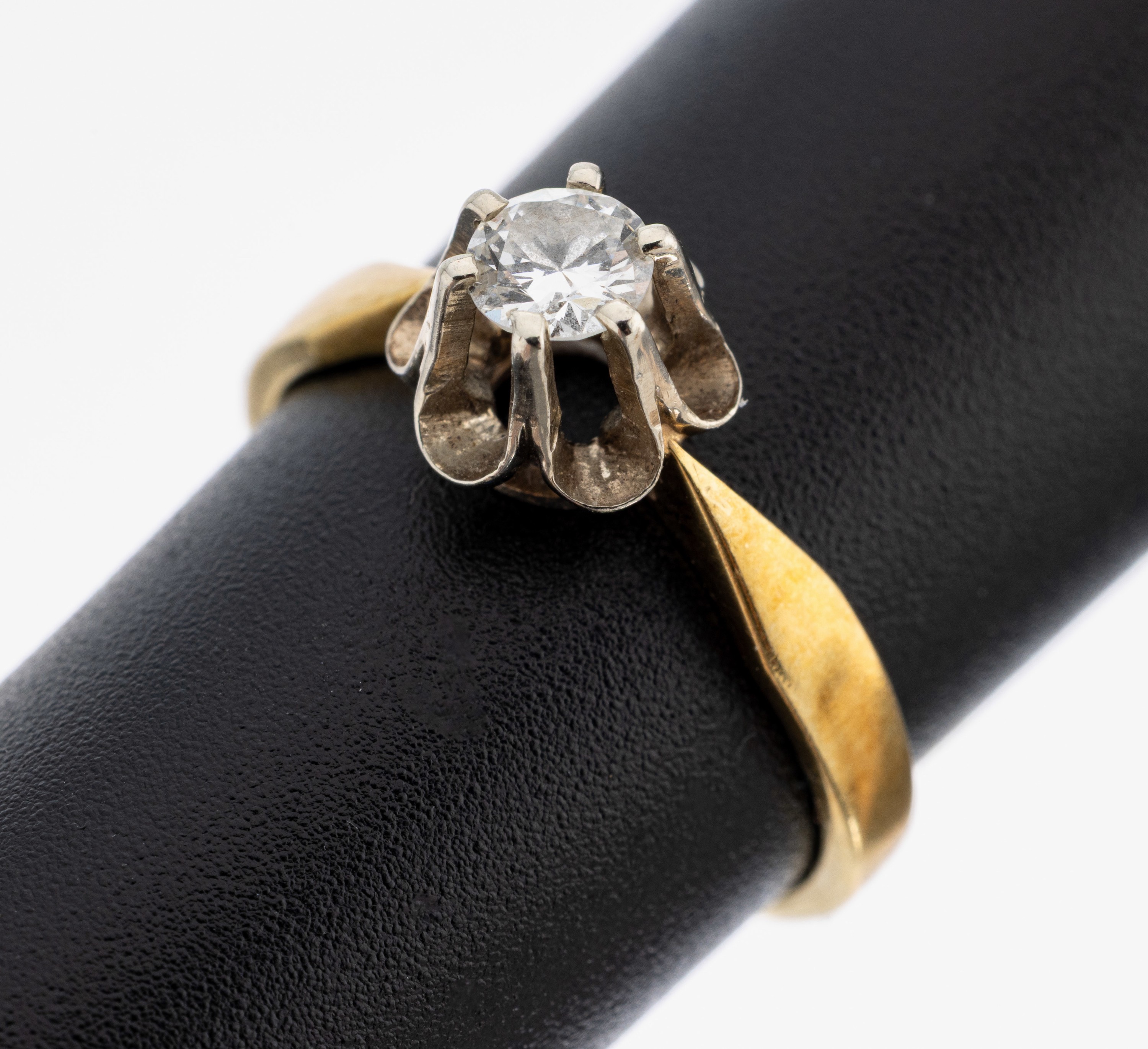 Image 27117576 - 14 kt Gold Brillant-Ring, GG/WG 585/000, inWG gefasster Brillant ca. 0.25 ct Weiß/si, ...