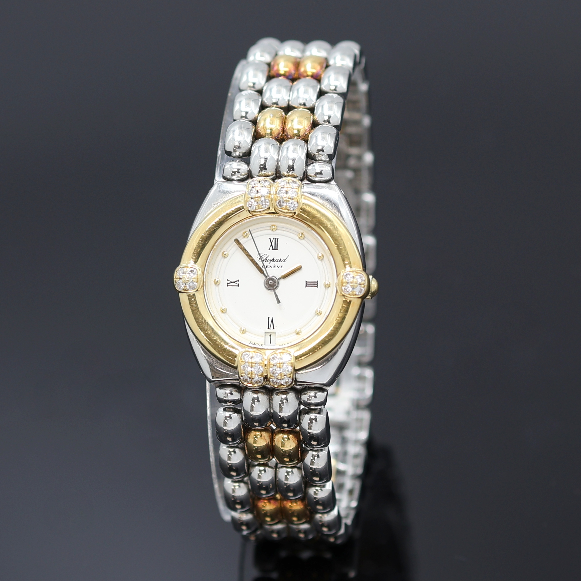 Image 27117643 - CHOPARD Gstaad Damenarmbanduhr Referenz 32/8128, Schweiz um 2000, quarz, Edelstahl/Gold ...