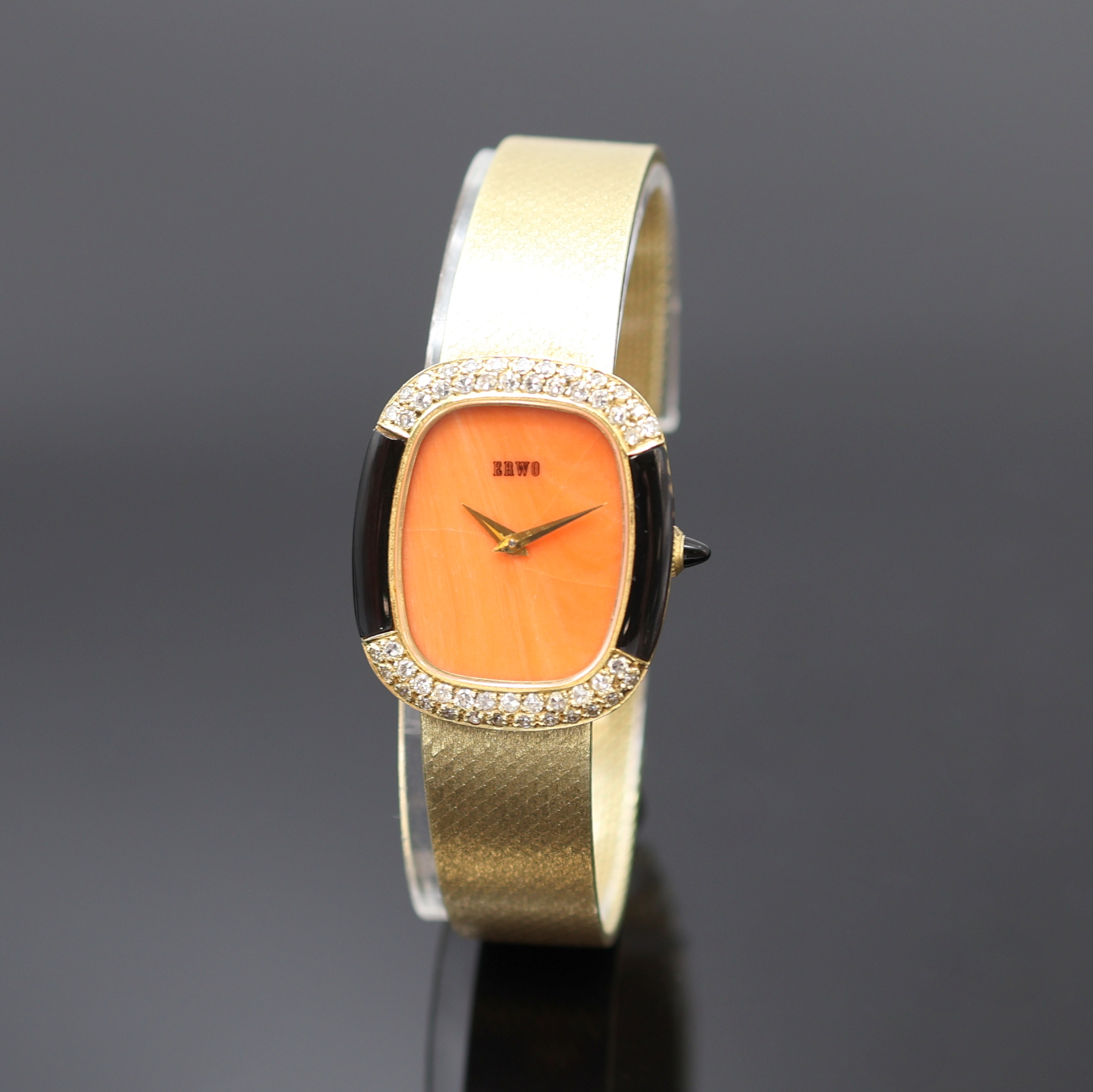 Image 27117644 - Armbanduhr bezeichnet ERWO in GG 585/000 mit Diamanten, Schweiz um 1975, Handaufzug, ...