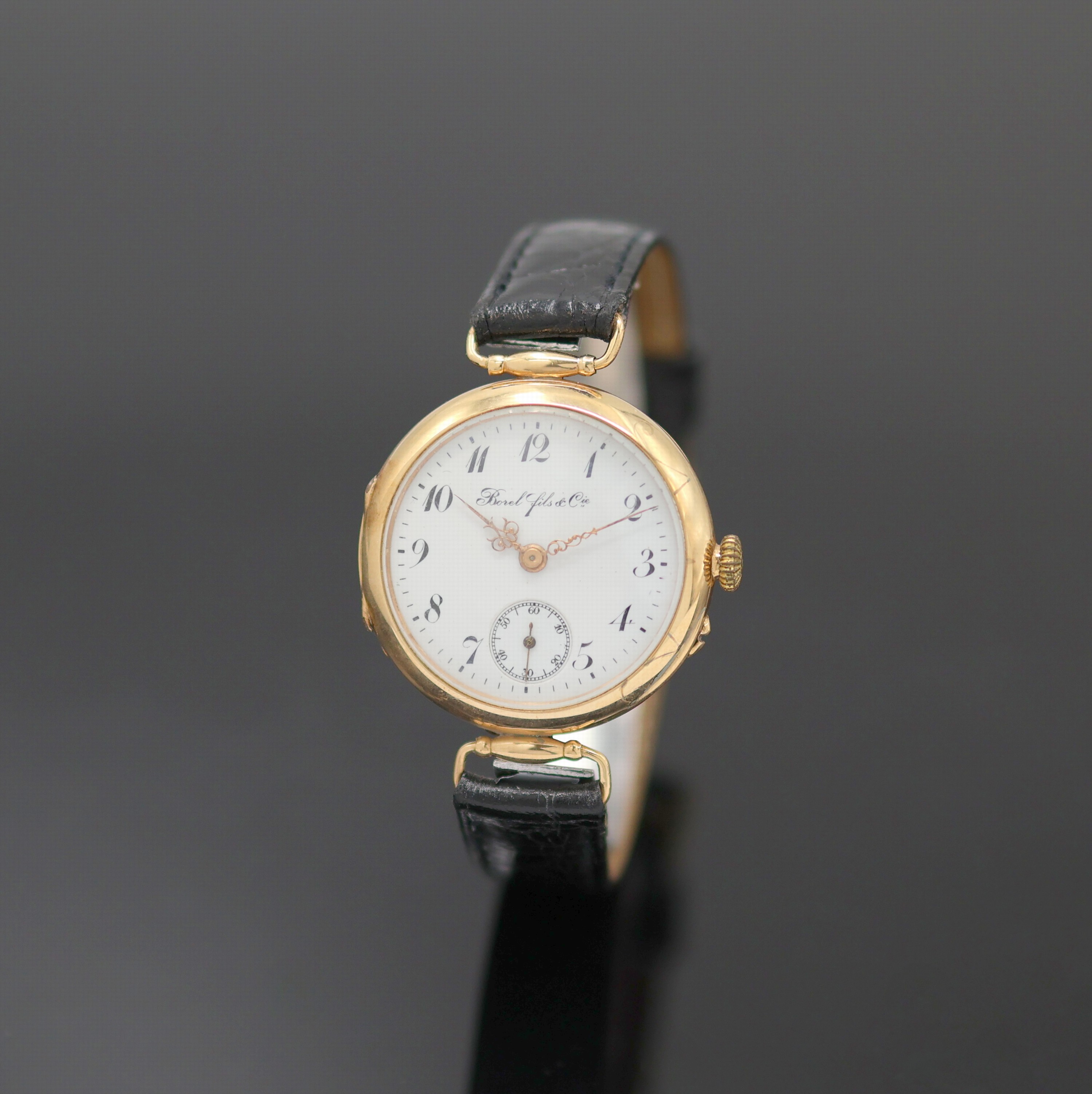 Image 27117646 - BOREL Fils & Cie offene Taschenuhr umgebaut zur Armbanduhr in RoseG 585/000, Schweiz um ...