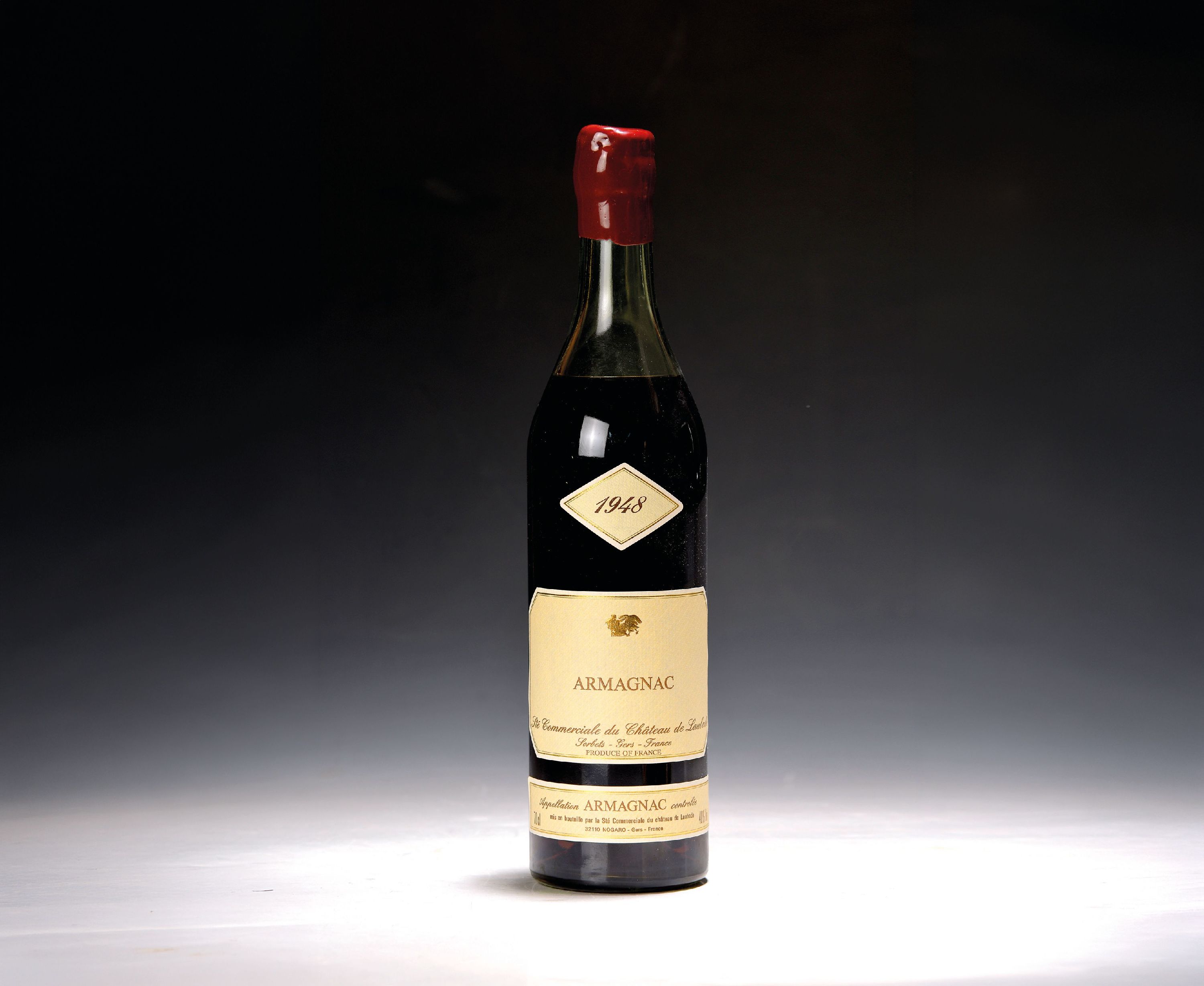Image 27117649 - 1 Flasche 1948 Armagnac Chateau de Laubade, abgefüllt im Juli 1997, Frankreich, ...