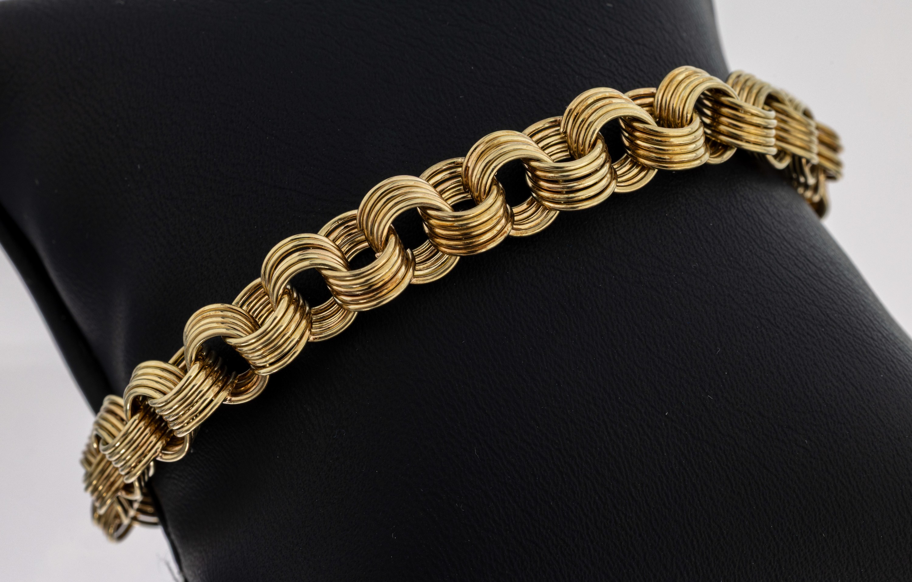 Image 27117658 - 14 kt Gold Armband, GG 585/000, runde Glieder, 5-rhg., L. ca. 20 cm, Federring- ...