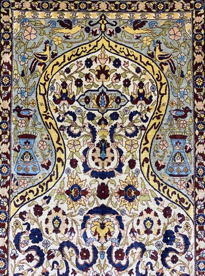 27117613b - Hereke Seide fein sign., Türkei, Ende 20.Jhd., reine Naturseide, ca. 123 x 75 cm, ca. ...