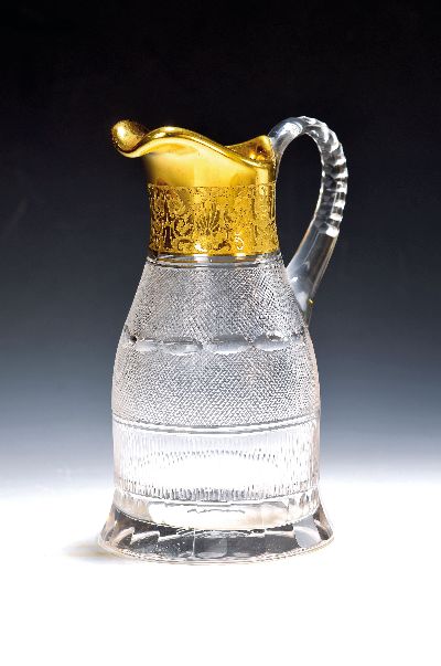 Image Jug, Moser Karlsbad, 20th century, colorless crystal glass, finely cut and ground, wide ...
