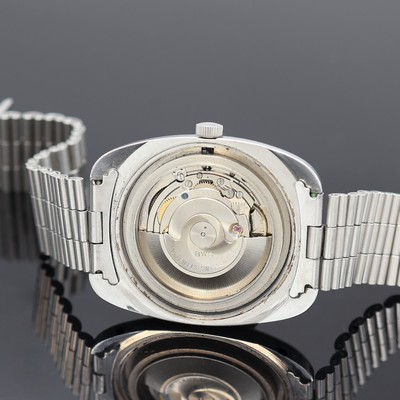27117642e - BWC Herrenarmbanduhr in Stahl an NSA Band, Schweiz um 1975, Automatik, Boden verschr., ...