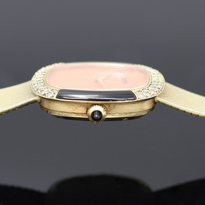 27117644d - Armbanduhr bezeichnet ERWO in GG 585/000 mit Diamanten, Schweiz um 1975, Handaufzug, ...
