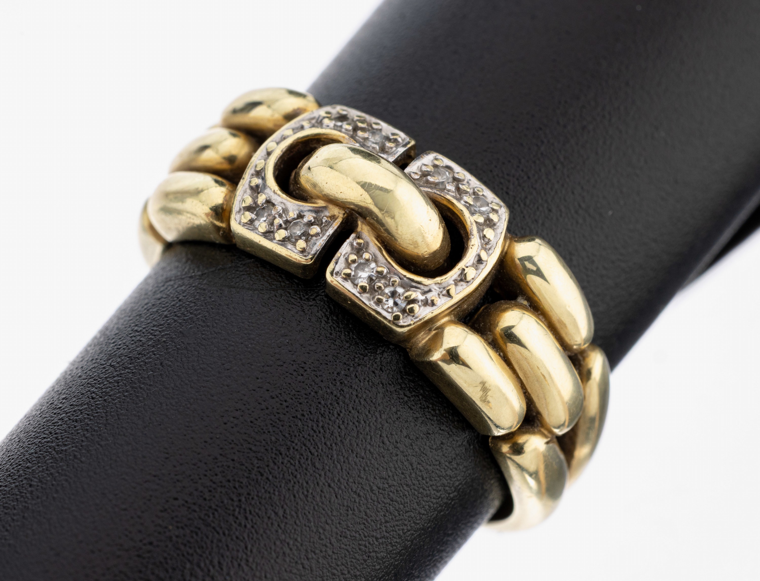 Image 27117723 - 14 kt Gold Diamant-Ring, GG 585/000, abstraktes Kettendesign, 8/8-Diamanten zus. ca. ...