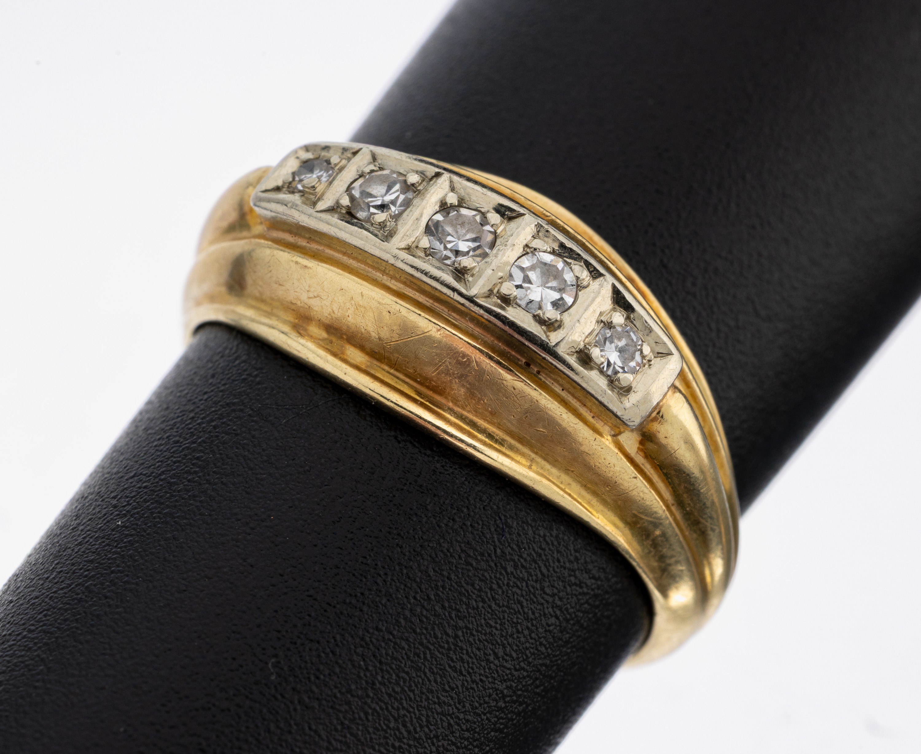Image 27117727 - 14 kt Gold Diamant-Ring, 1950er Jahre, GG/WG 585/000, 5 in WG gefasste 8/8-Diamanten ...