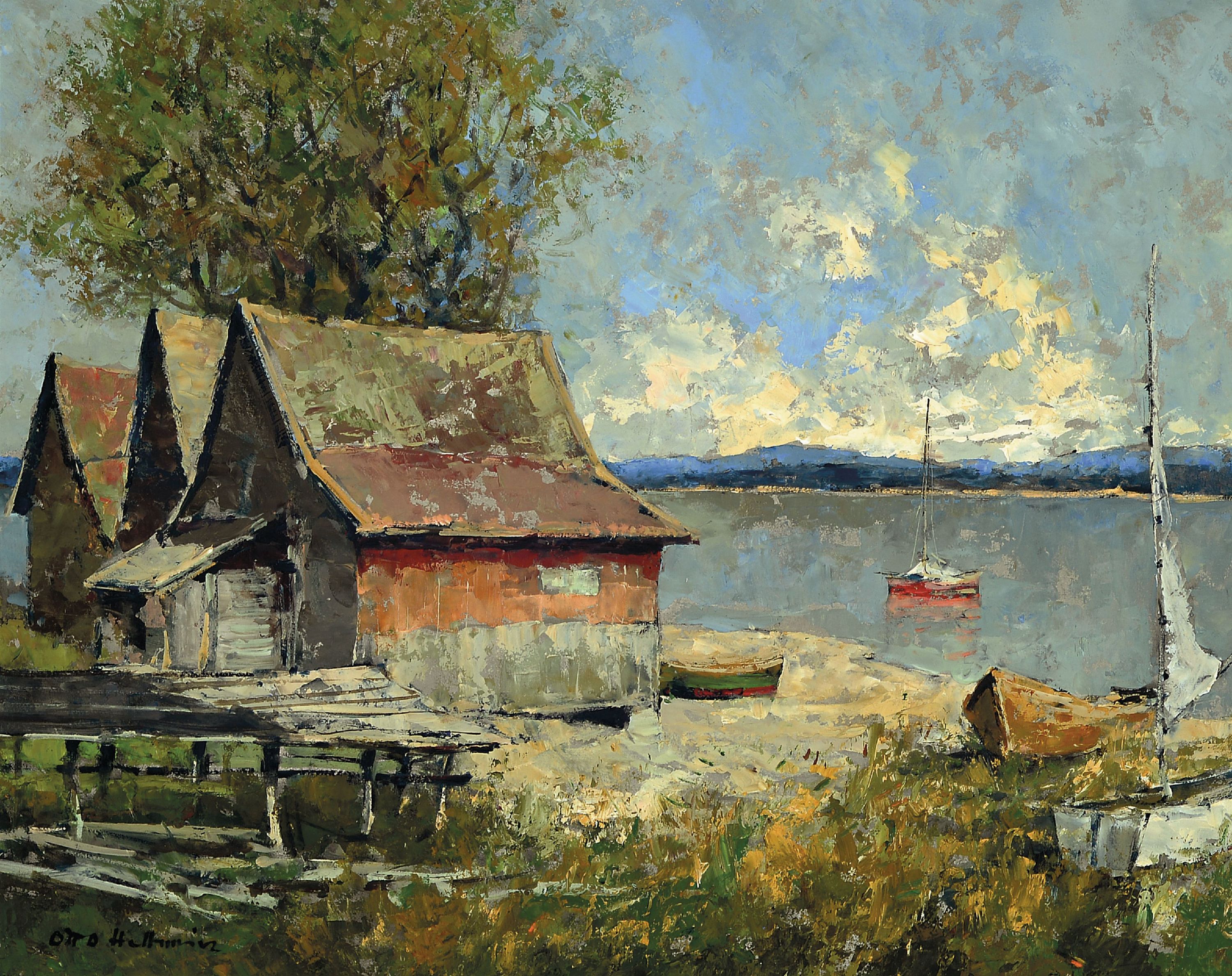 Image 27117749 - Otto Hellmeier, 1908-1996 Weilheim, Ansicht von St. Alban Diessen, am Ammersee, ...
