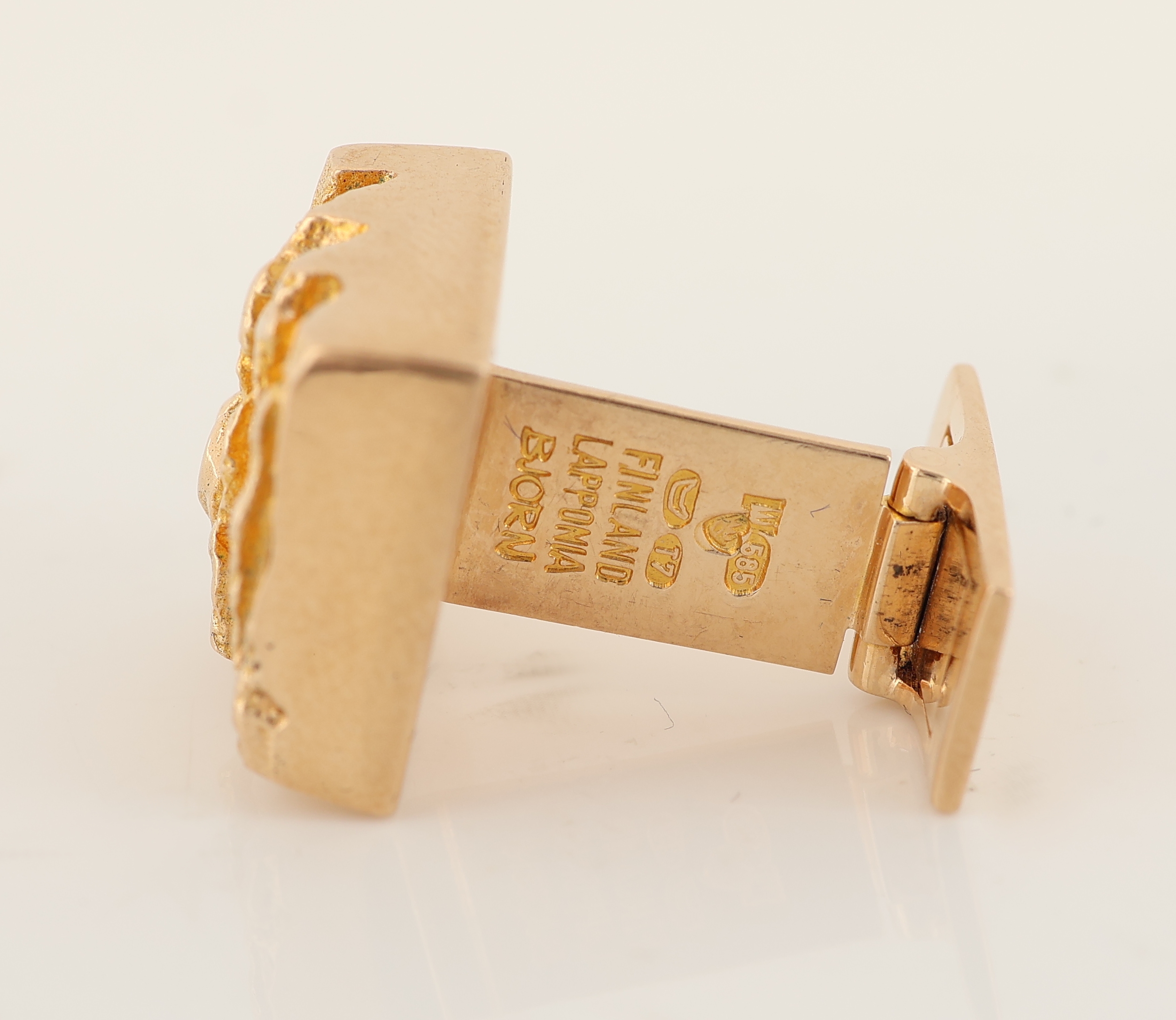 Detail c: Paar 14 kt Gold LAPPONIA Manschettenknöpfe, Finnland, 1972, GG 585/000, typ. abstraktesDesign, ca. 13.0 g, sign.
