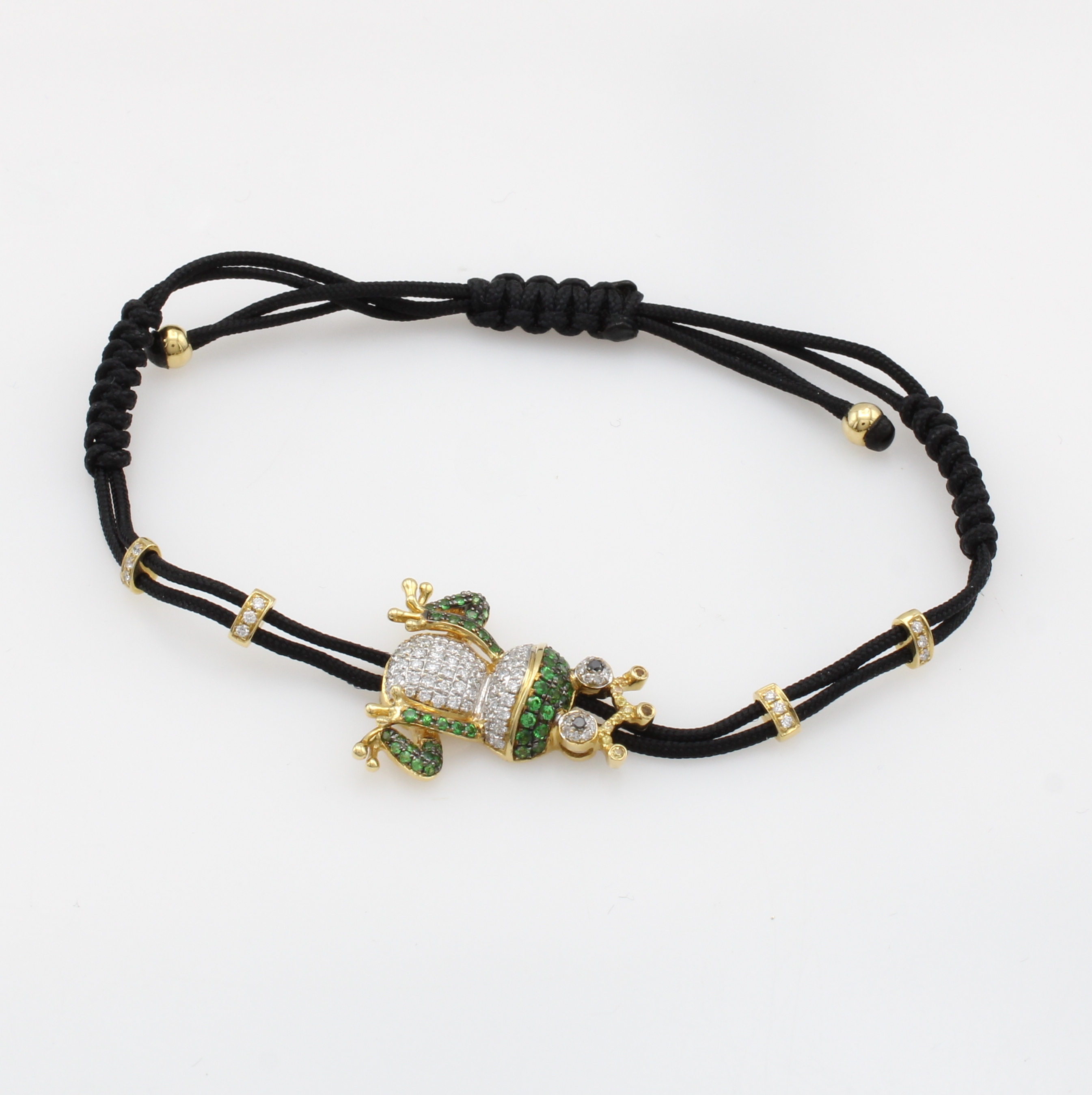 Image 27117768 - Stoffarmband ´Frosch´ mit Farbsteinen, Brillanten und Diamanten, GG 750/000, 52 ...