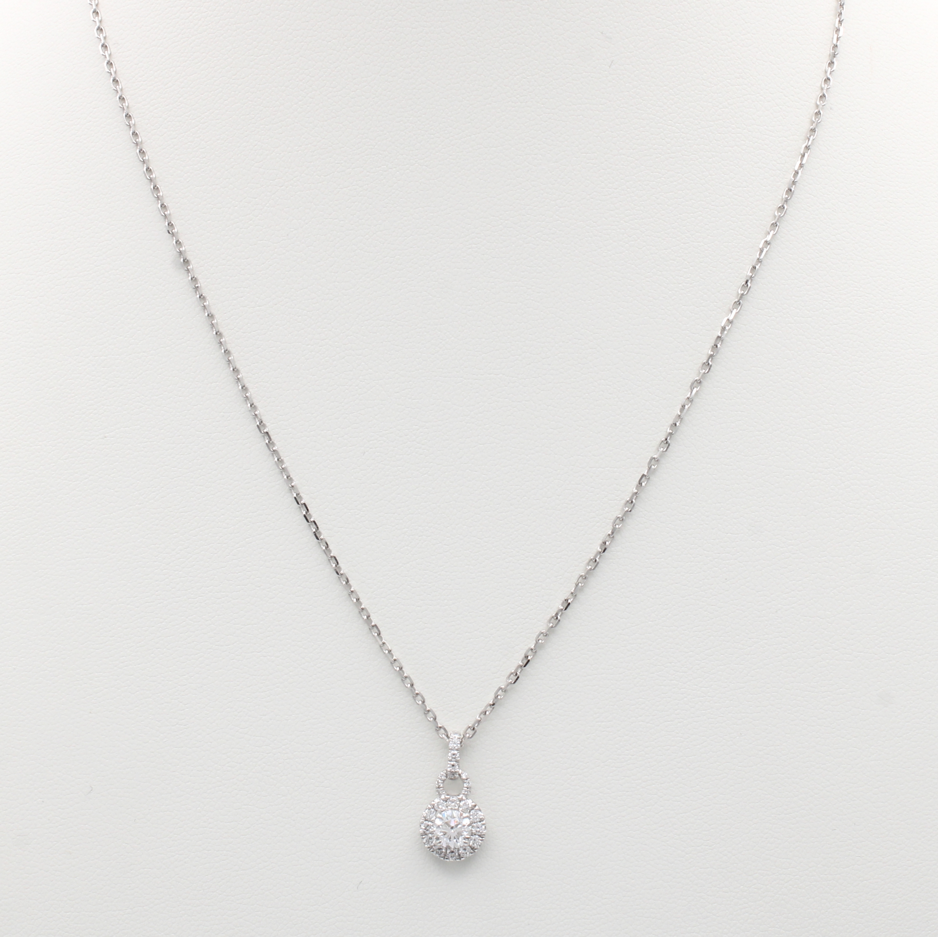 Image 27117770 - Anhänger mit Brillanten an Kette, WG 750/000, Mittelstein ca. 0.50-0.51 ct feines ...