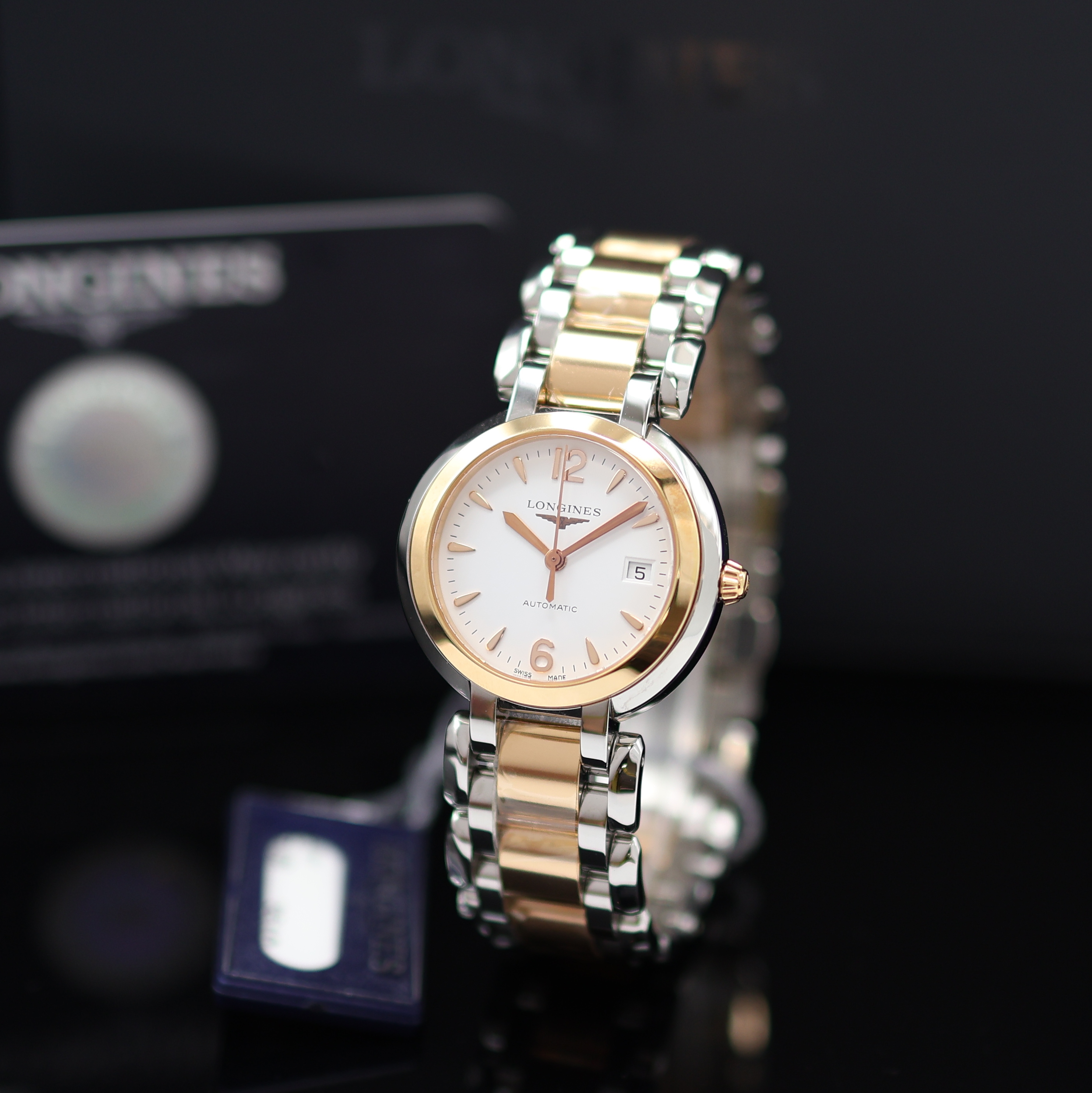 Image 27117783 - LONGINES PrimaLuna ungetragene Damenarmbanduhr in Edelstahl & RG 750/000 Referenz ...
