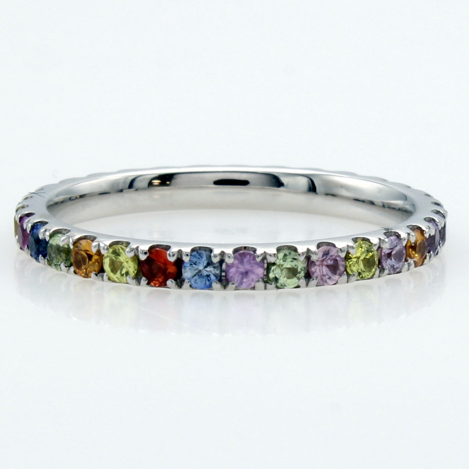 Image 27117796 - Memoryring mit Saphiren, WG 750/000, 32 bunte Saphire zus. ca. 1.01 ct in Krappen- ...