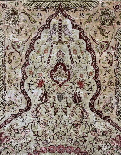 27117718c - Hereke Seide fein signiert, Türkei, Mitte 20.Jhd, reine Naturseide, ca. 130 x 84 cm, ...