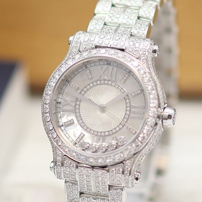 27117720a - CHOPARD Happy Sport ungetragene & extrem seltene Damenarmbanduhr in WG 750/000 mit ...