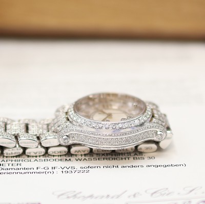 27117720h - CHOPARD Happy Sport ungetragene & extrem seltene Damenarmbanduhr in WG 750/000 mit ...
