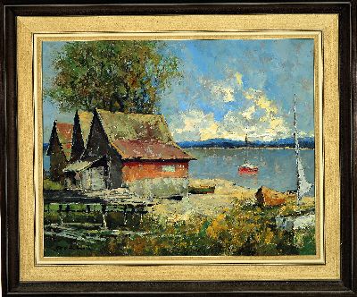 27117749k - Otto Hellmeier, 1908-1996 Weilheim, Ansicht von St. Alban Diessen, am Ammersee, ...
