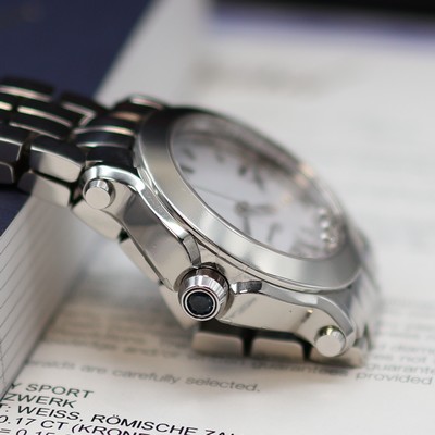 27117750d - CHOPARD Happy Sport Armbanduhr Referenz 8475, quarz, Edelstahlgeh. inkl. orig. ...