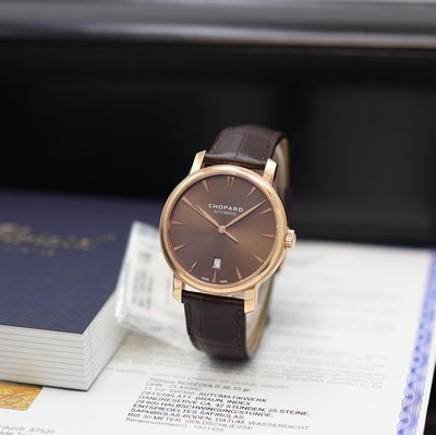 Image CHOPARD Classic unworn gents wristwatch in pink gold 18k reference 161278-5012, self ...