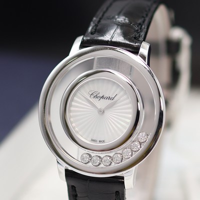 27117753a - CHOPARD ungetragene Damenarmbanduhr Happy Diamonds in WG 750/000 Referenz 209429-1001, ...