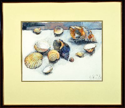27117758k - Christel Abresch, 1931-2011 Neustadt a.d.Wstr., Stillleben mit Muscheln, aquarellierte ...