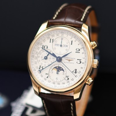 27117764a - LONGINES Master Collection ungetragener Armbandchronograph mit Vollkalenderanzeige in RG ...
