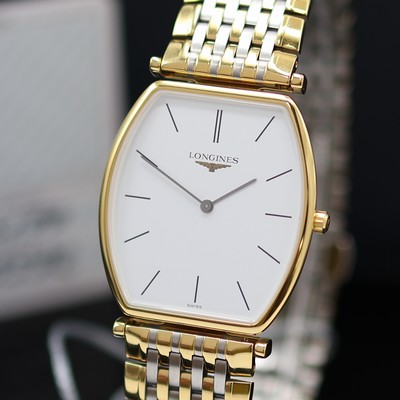 27117767a - LONGINES La Grande Classic tonneau-shaped wristwatch reference L4.705.2.12.7, quartz, ...