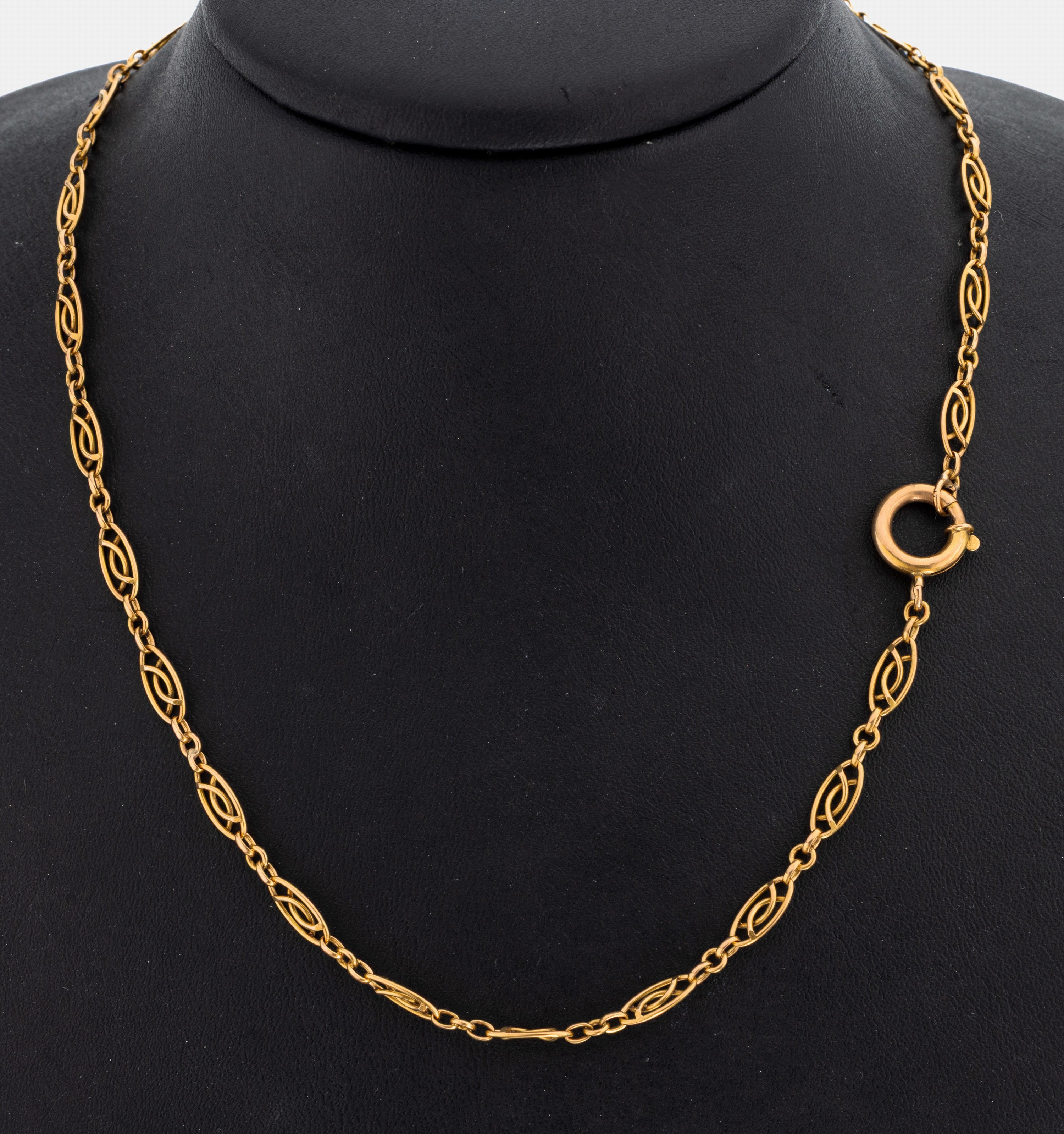 Image 27117809 - 18 kt Gold Kette, wohl Frankreich, um 1900, GG 750/000, Glieder einzeln verlötet, L. ...