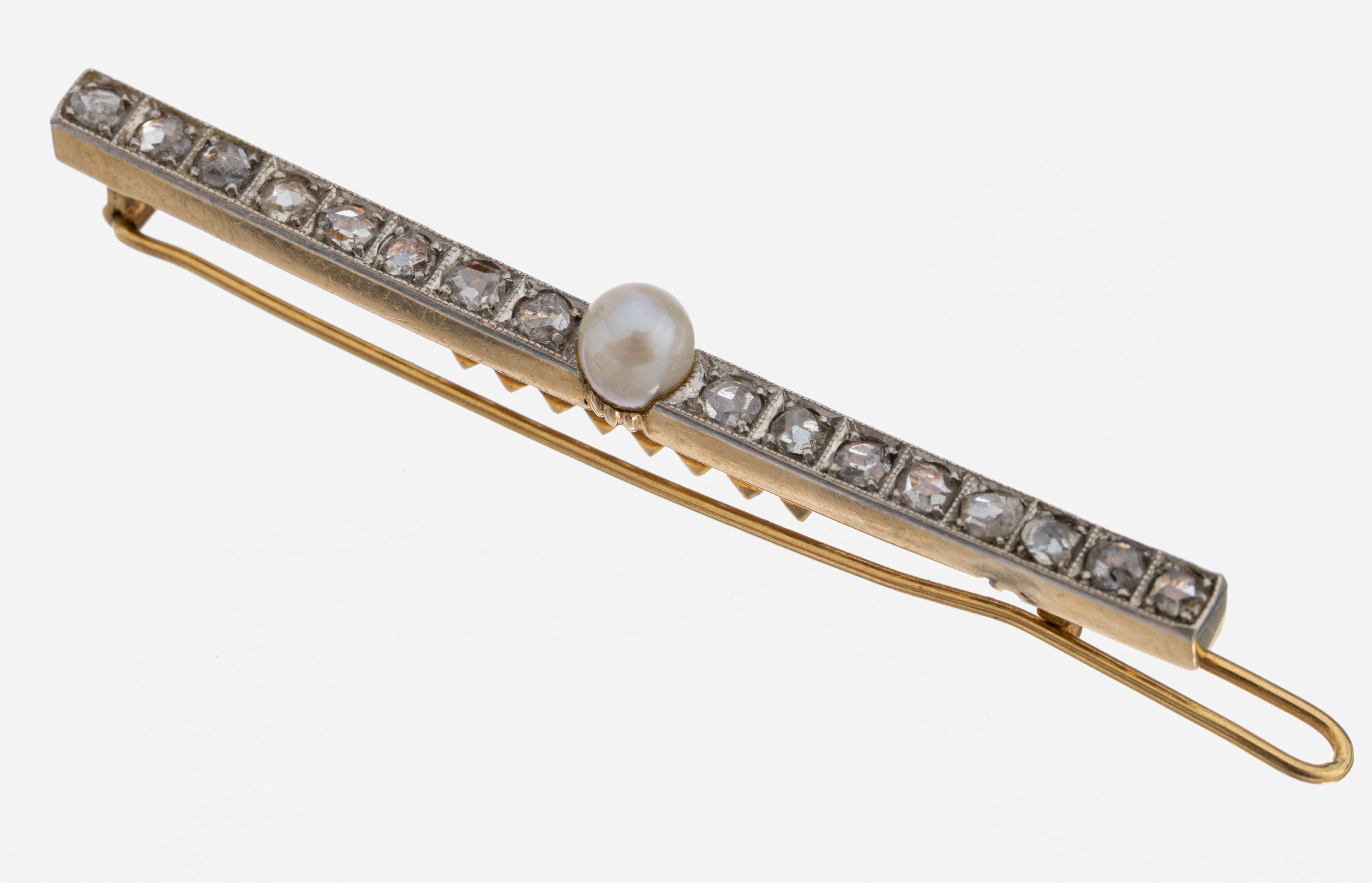 Image 27117812 - 14 kt Gold und Platin Perl-Diamant-Haarspange,um 1910, GG 585/000 gepr., Schauseite ...