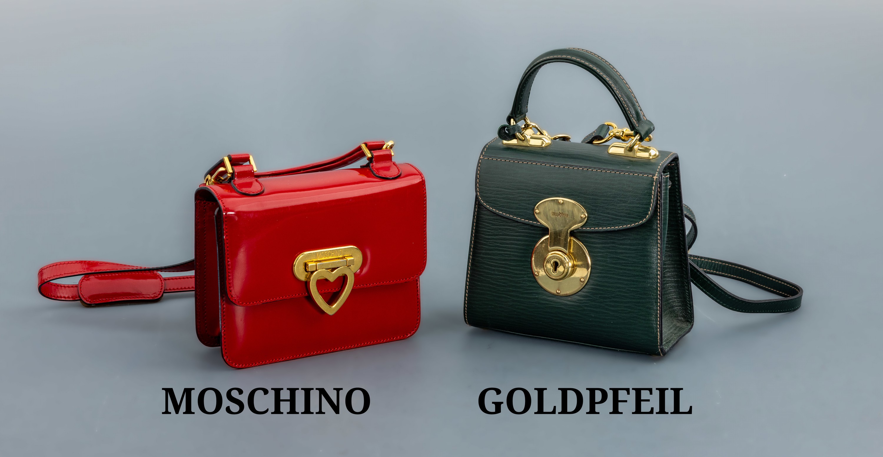 Image 27117829 - 2 Mini-Taschen, Leder, 1 x GOLDPFEIL Leder 2 Way Schultertasche grün,mit Schultergurt, ...