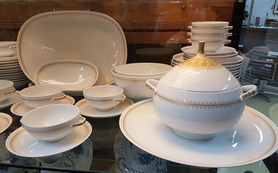 27117820a - Dinner service for 12 people, Hutschenreuther, Poetry form, Constanze decor, porcelain, ...