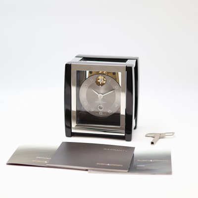 Image BUBEN & ZÖRWEG mint table clock Sonata Noir reference 130040003, key winding, black, ...