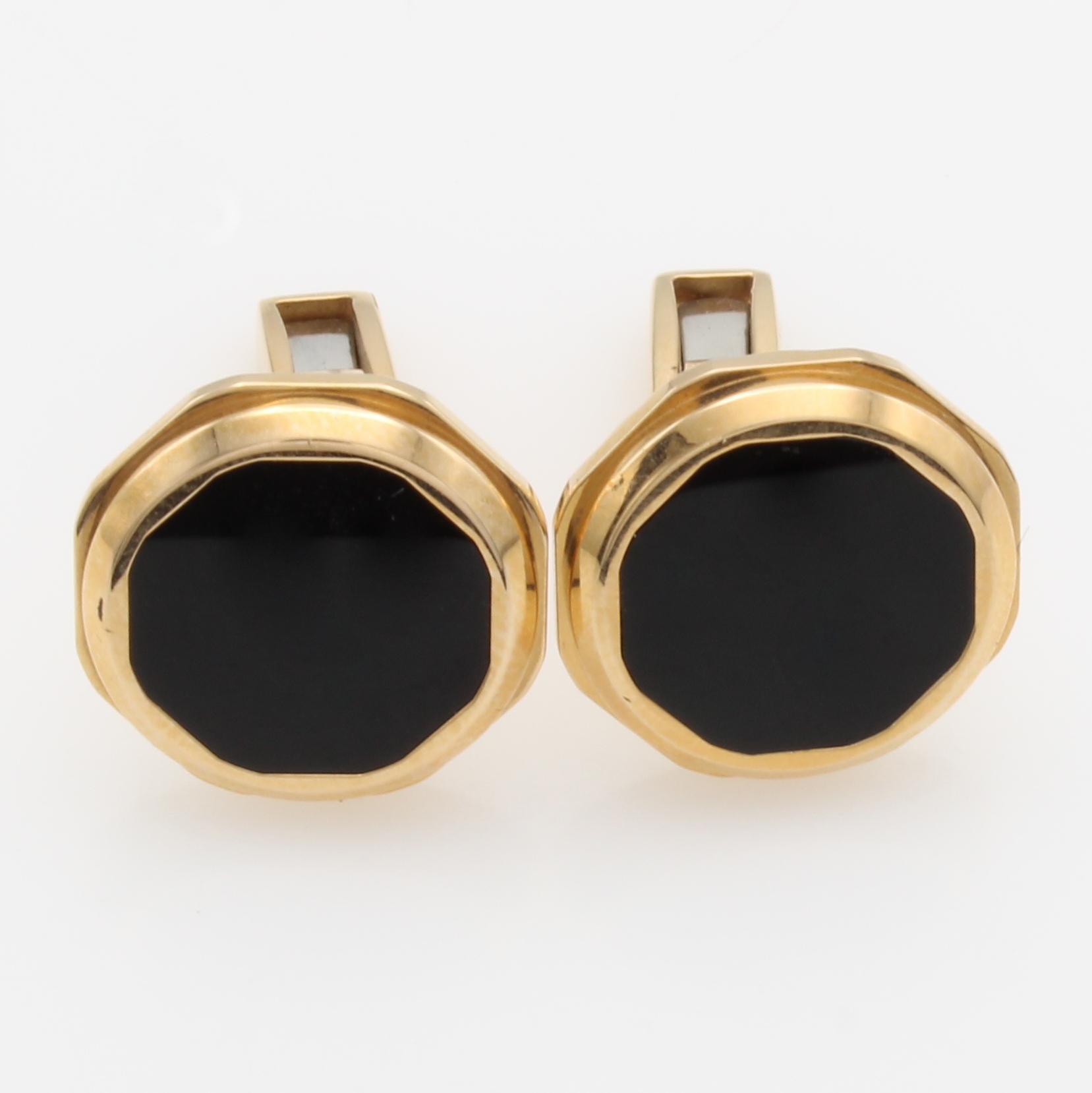 Image 27118031 - Paar Manschettenknöpfe ´Bvlgari octo´ mit Onyxen, RG 750/000, Gesamtgew. 20.3g, orig. ...
