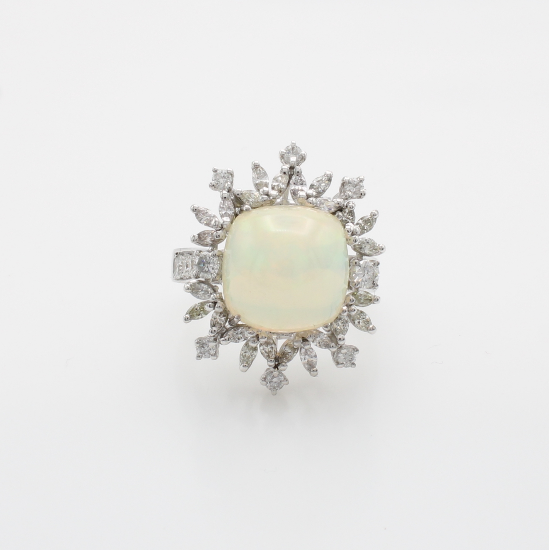 Image 27118043 - Ring mit Opal, Diamanten und Brillanten, WG 585/000, Opalcabochon m. schönem Farbspiel ...