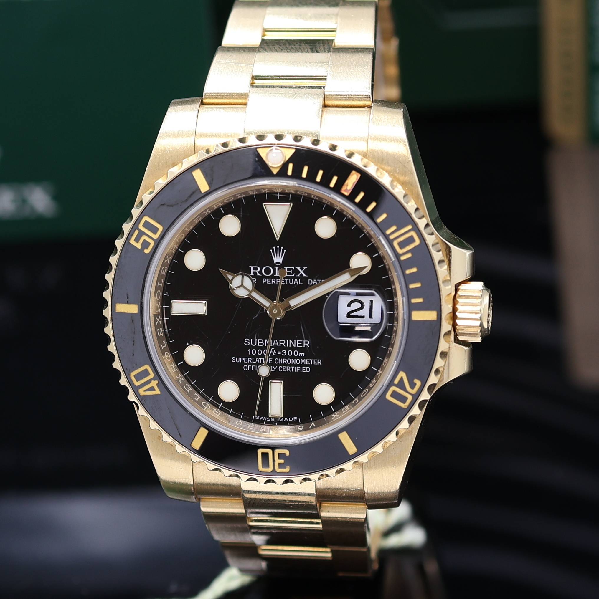 Detail a: ROLEX Herrenarmbanduhr Oyster Perpetual Date Submariner Referenz 116618 LN, Automatik, V-Serie, LC 100, Chronometer der Superlative in GG 750/000 ...