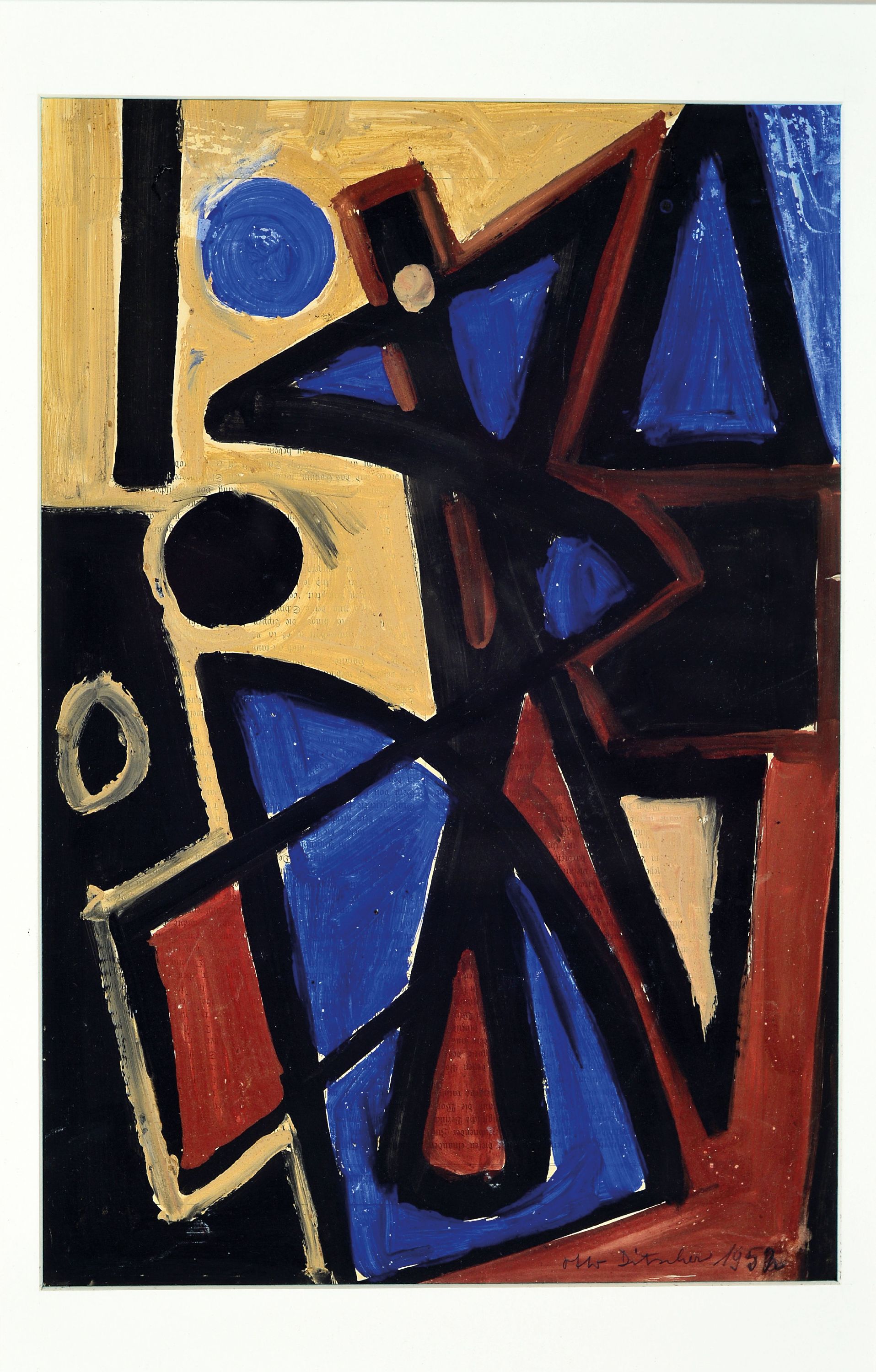 Image 27118095 - Otto Ditscher, 1903-1987 Neuhofen, abstrakteKomposition in Blau und Brauntönen, rechts ...