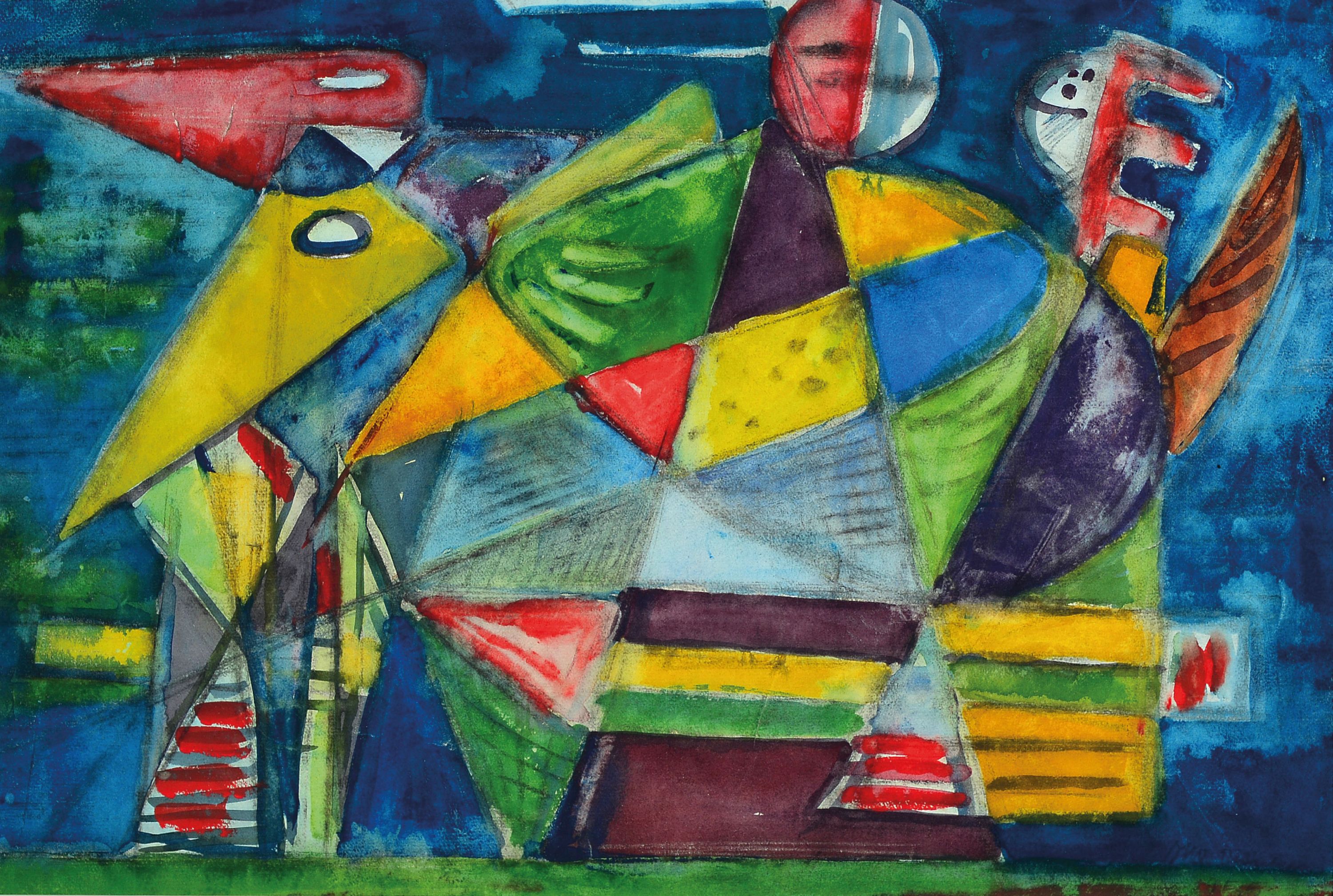 Image 27118096 - Otto Ditscher, 1903-1987 Neuhofen, abstrakt Komposition, rechts unten signiert, ...