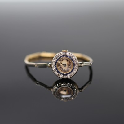 Image Early 18k yellow gold and diamonds set wristwatch, Switzerland around 1920, manual ...