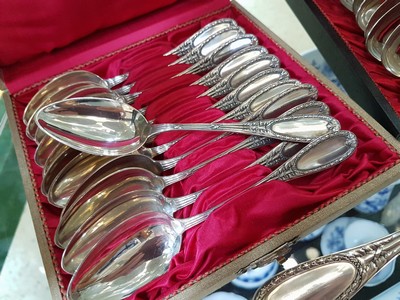 27118008b - Besteck für 12 Personen, deutsch, Bruckmann & Söhne, 800er Silber, Dekor von ...