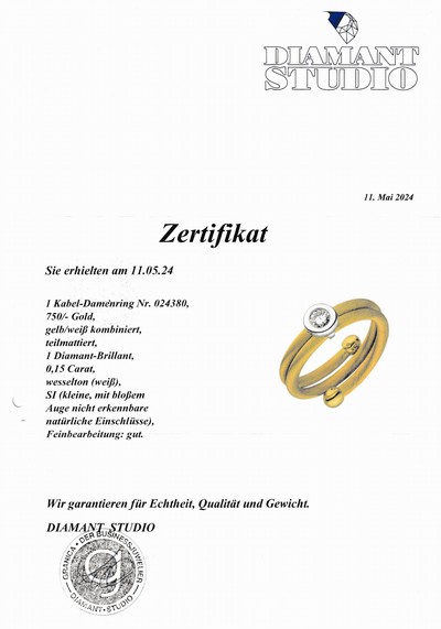 27118017a - Ausgefallener 18 kt Gold Brillant-Ring, GG/WG 750/000, in WG gefasster Brillant ca. ...