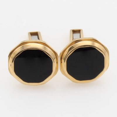Image Paar Manschettenknöpfe ´Bvlgari octo´ mit Onyxen, RG 750/000, Gesamtgew. 20.3g, orig. ...